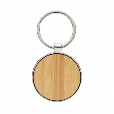 Logo trade corporate gift photo of: RCS recycled zinc alloy round keychain with bamboo