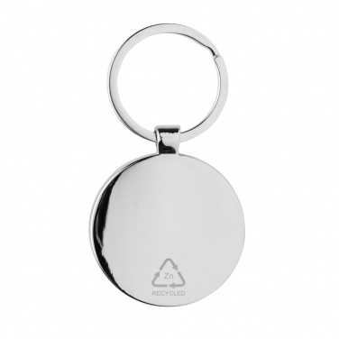 Logo trade promotional gifts image of: RCS recycled zinc alloy round keychain with bamboo