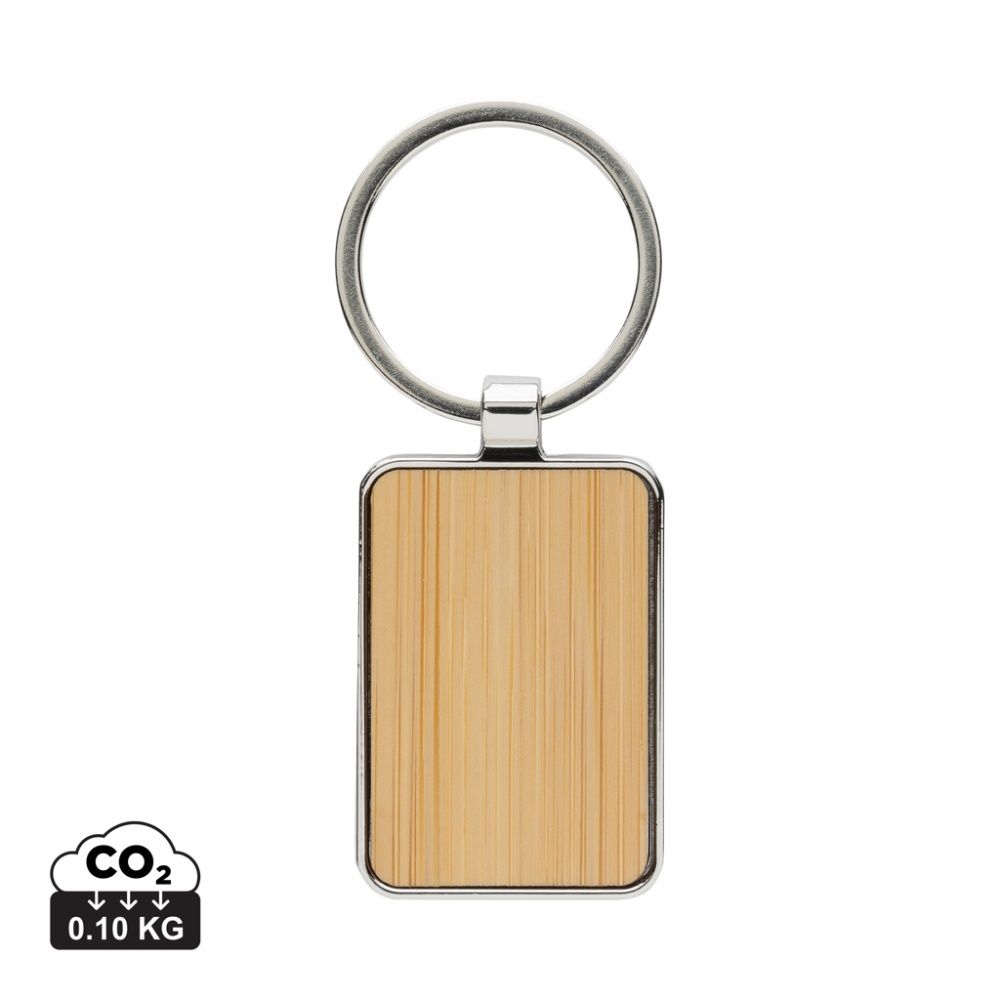 Logotrade business gifts photo of: RCS recycled zinc alloy rectangle keychain with bamboo