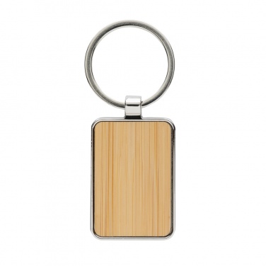 Logotrade promotional item image of: RCS recycled zinc alloy rectangle keychain with bamboo