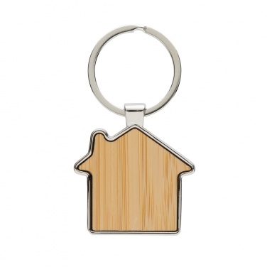 Logotrade advertising product picture of: RCS recycled zinc alloy house keychain with bamboo