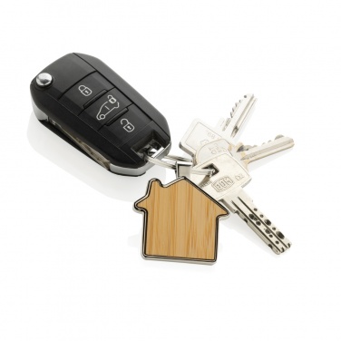 Logotrade advertising products photo of: RCS recycled zinc alloy house keychain with bamboo