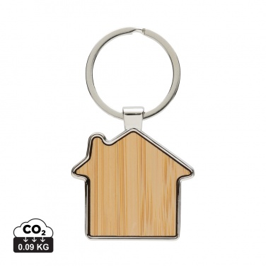 Logo trade advertising products image of: RCS recycled zinc alloy house keychain with bamboo