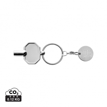 Logo trade promotional items image of: RCS recycled zinc alloy radiator key keychain with coin