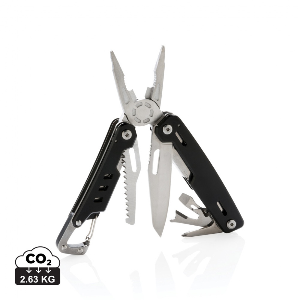 Logo trade advertising product photo of: Solid multitool with carabiner