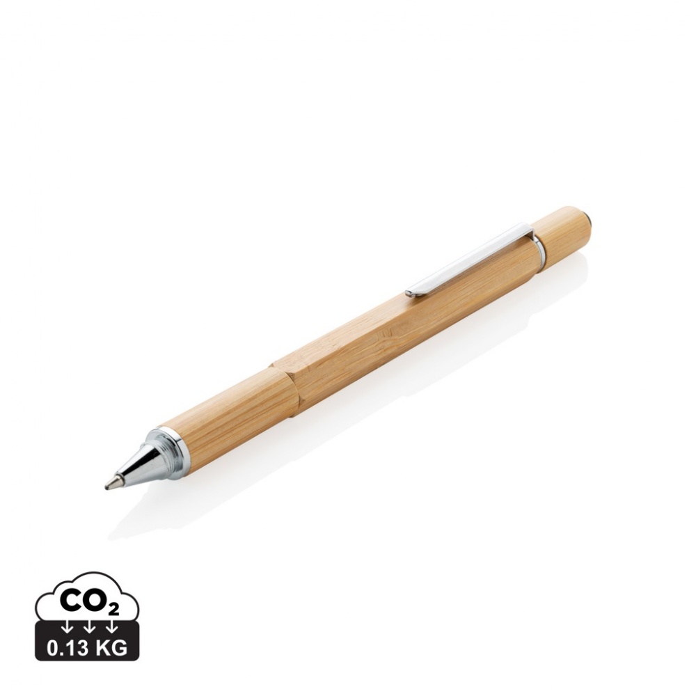 Logo trade advertising products image of: Bamboo 5-in-1 toolpen