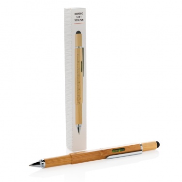 Logo trade promotional gift photo of: Bamboo 5-in-1 toolpen