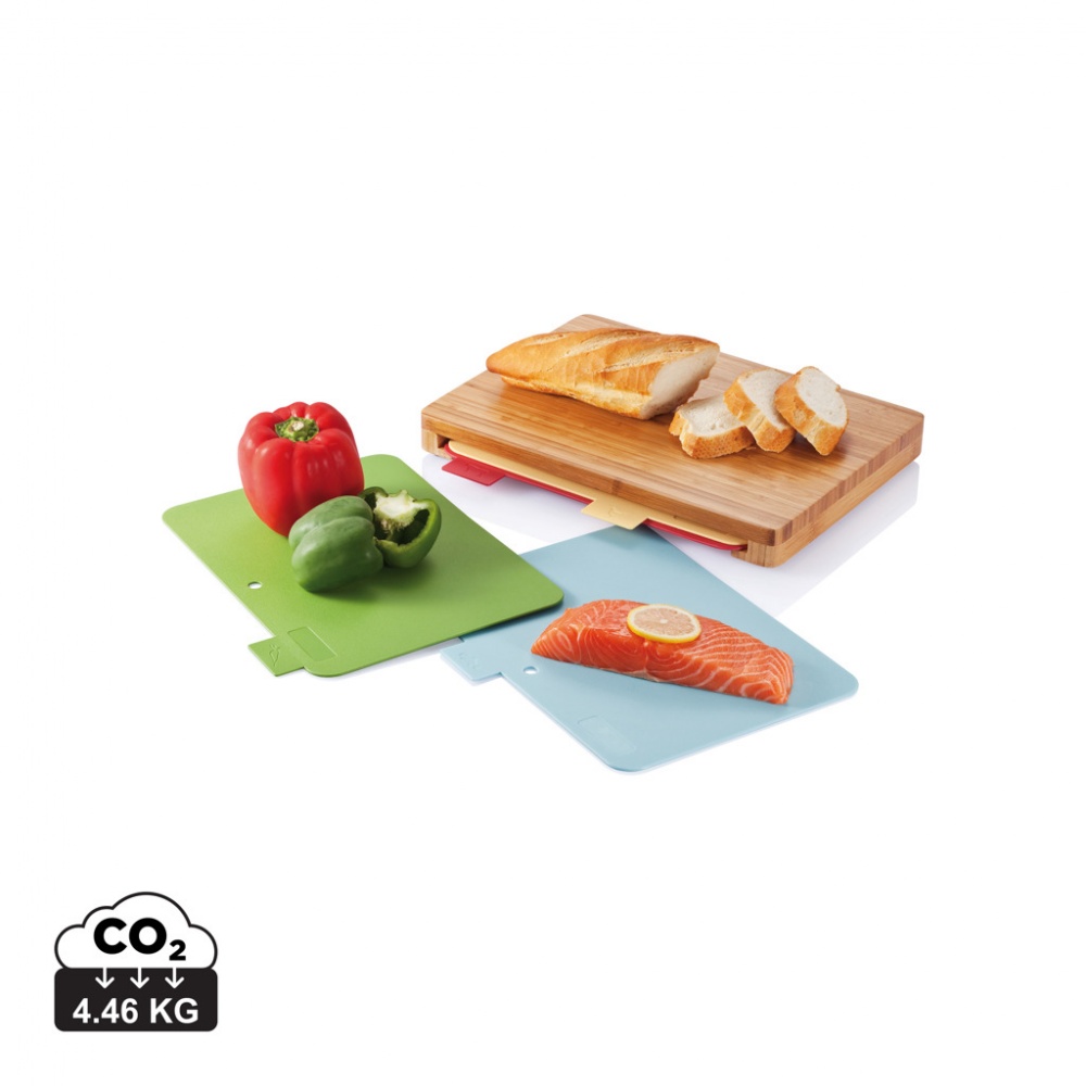 Logo trade business gifts image of: Cutting board with 4pcs hygienic boards