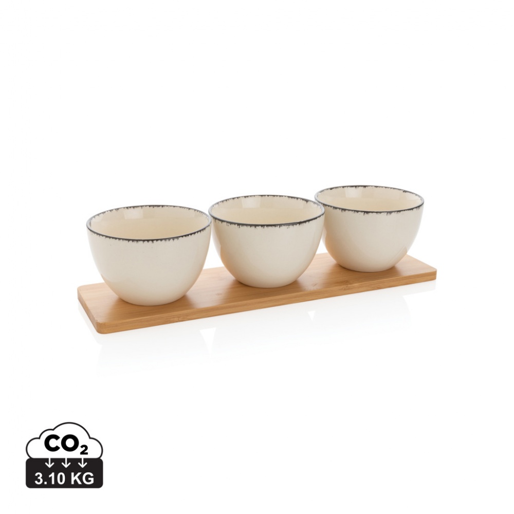 Logo trade promotional merchandise image of: Ukiyo 3pc serving bowl set with bamboo tray