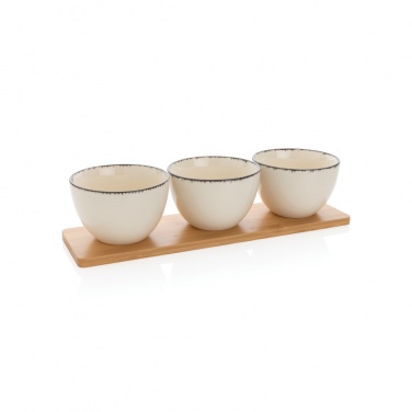 Logotrade promotional giveaway image of: Ukiyo 3pc serving bowl set with bamboo tray