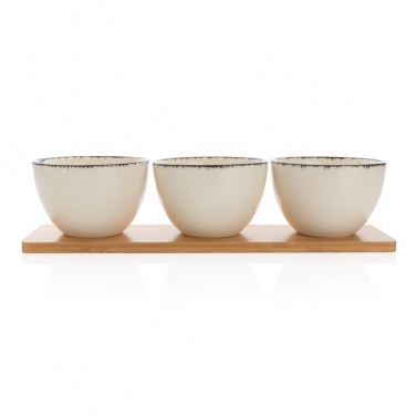 Logotrade advertising products photo of: Ukiyo 3pc serving bowl set with bamboo tray