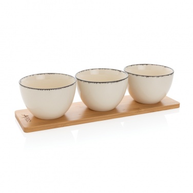 Logo trade promotional item photo of: Ukiyo 3pc serving bowl set with bamboo tray