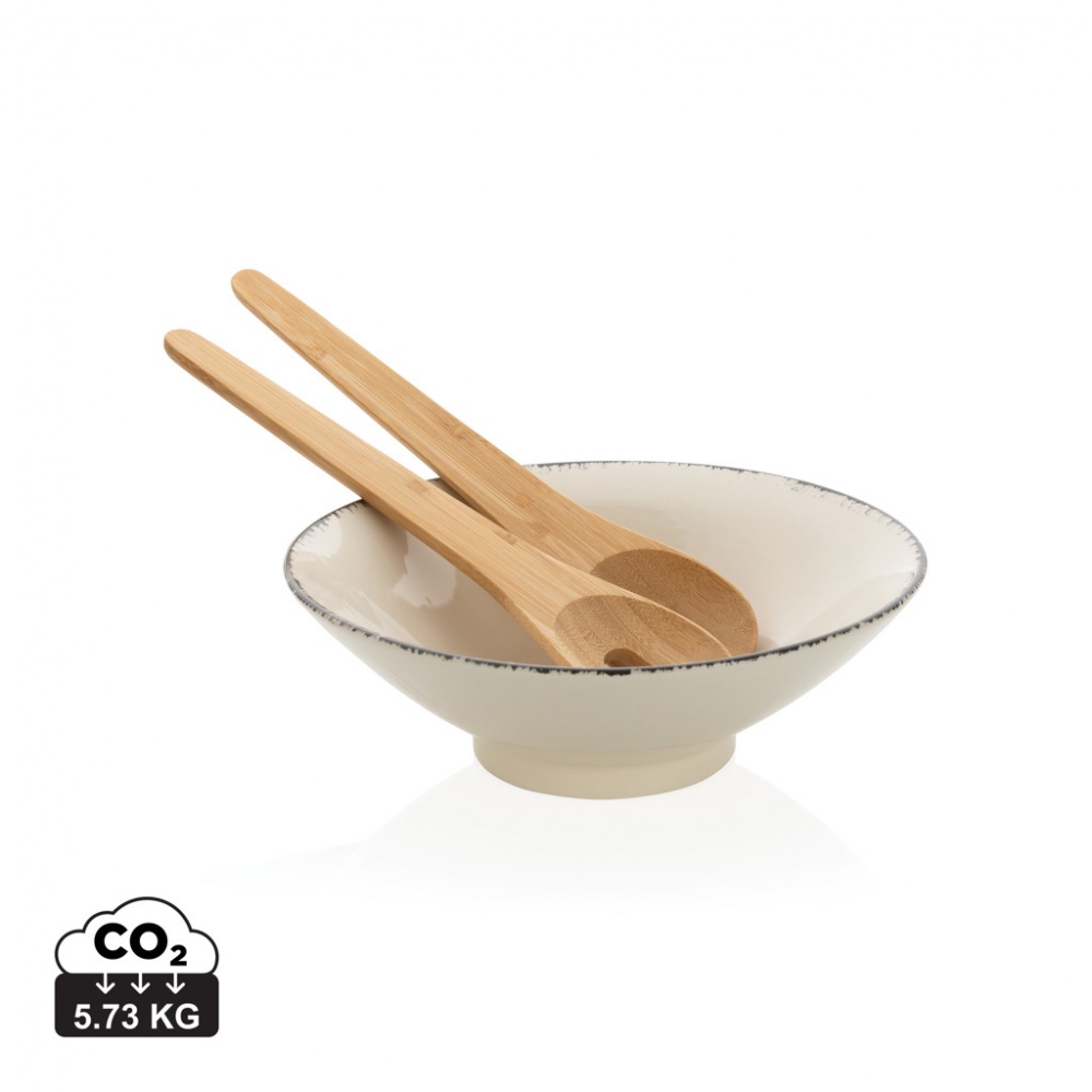 Logo trade promotional merchandise picture of: Ukiyo salad bowl with bamboo salad server