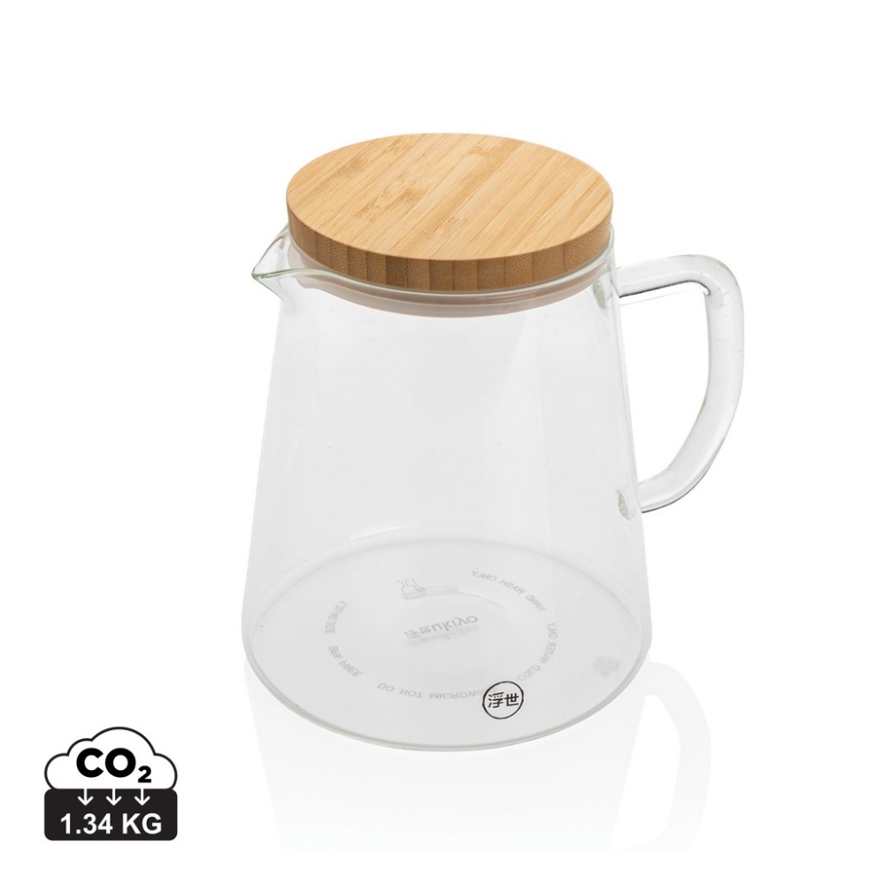 Logotrade promotional items photo of: Ukiyo borosilicate glass carafe with bamboo lid 1.2L