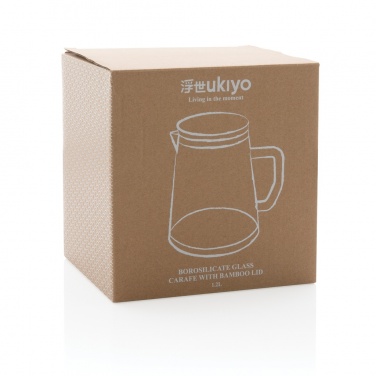 Logo trade promotional merchandise picture of: Ukiyo borosilicate glass carafe with bamboo lid 1.2L