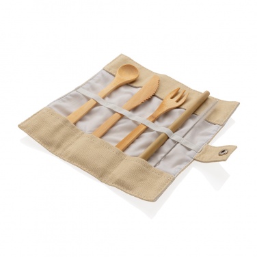 Logo trade promotional item photo of: Reusable bamboo travel cutlery set