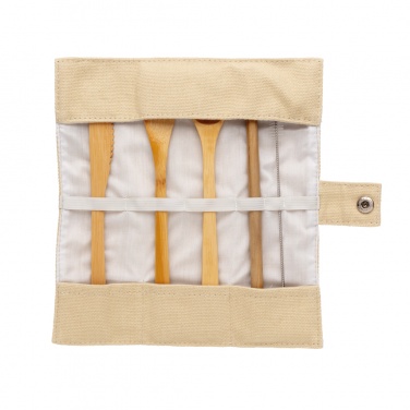 Logo trade promotional merchandise photo of: Reusable bamboo travel cutlery set