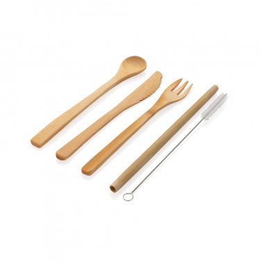 Logo trade advertising products picture of: Reusable bamboo travel cutlery set