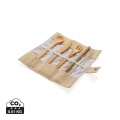 Reusable bamboo travel cutlery set, white