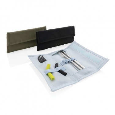 Logo trade advertising product photo of: Tierra 2pcs straw and cutlery set in pouch