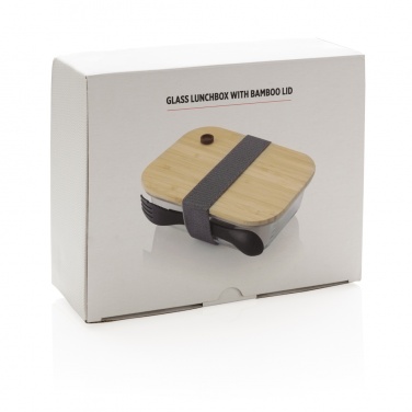 Logo trade promotional merchandise picture of: Glass lunchbox with bamboo lid