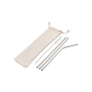 Logo trade business gift photo of: Reusable stainless steel 3 pcs straw set