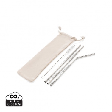 Logotrade promotional gift picture of: Reusable stainless steel 3 pcs straw set