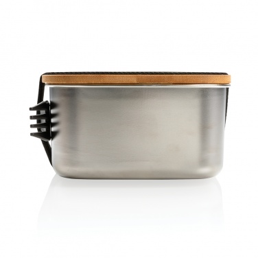 Logo trade corporate gift photo of: Stainless steel lunchbox with bamboo lid and spork