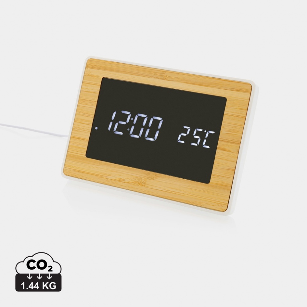 Logotrade promotional item picture of: Utah RCS recycled plastic and bamboo LED clock