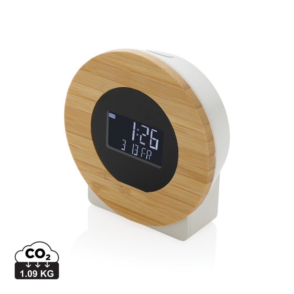 Logo trade promotional items picture of: Utah RCS rplastic and bamboo LCD desk clock