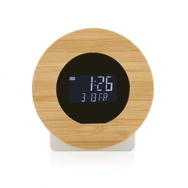 Logo trade promotional merchandise image of: Utah RCS rplastic and bamboo LCD desk clock