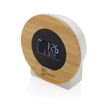 Logo trade corporate gifts picture of: Utah RCS rplastic and bamboo LCD desk clock