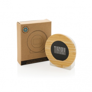 Logo trade business gifts image of: Utah RCS rplastic and bamboo LCD desk clock