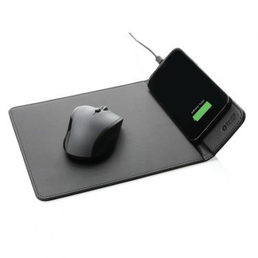 Logo trade corporate gifts image of: Swiss Peak RCS recycled PU 10W wireless charging mousepad