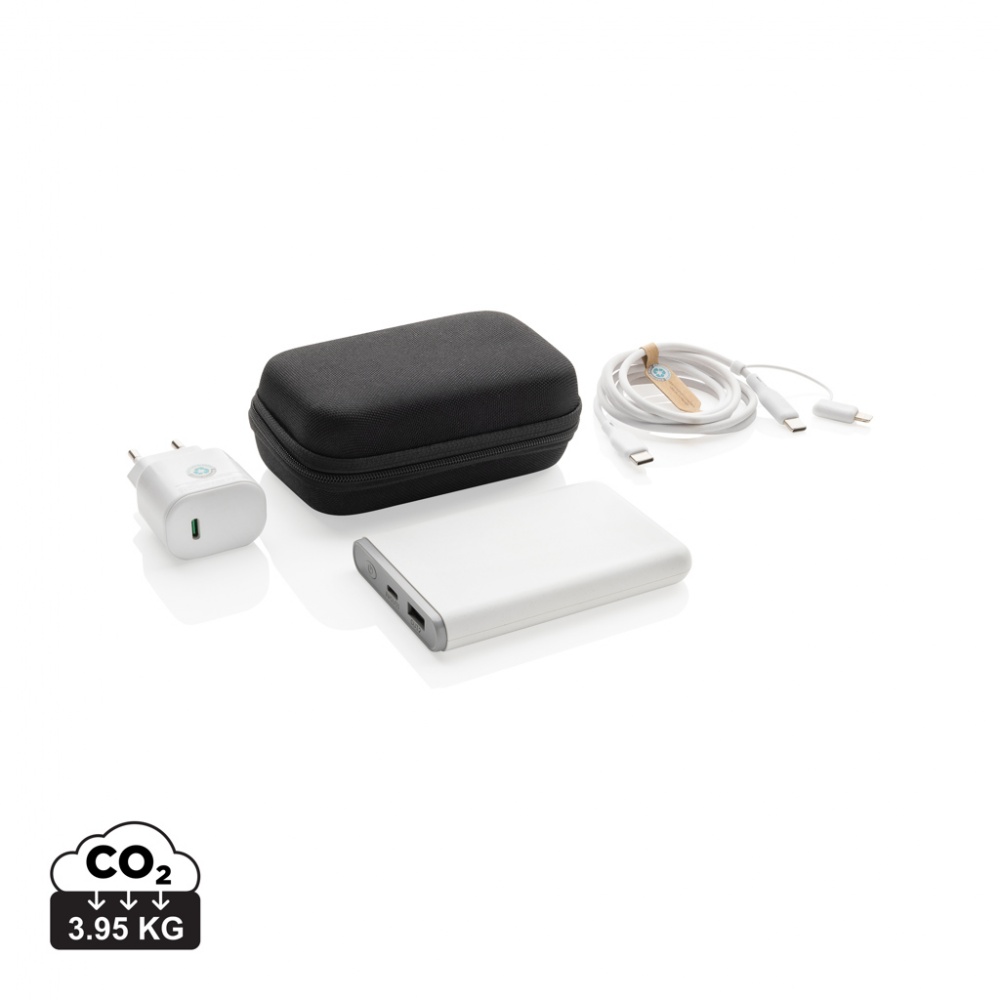 Logo trade promotional products image of: Surge RCS recyled PET 20W type C 3 pcs charging set