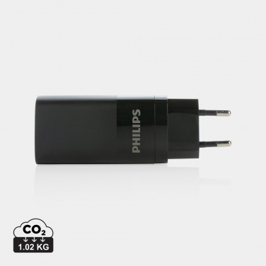 Logo trade promotional merchandise image of: Philips 65W ultra fast PD 3-port USB wall charger