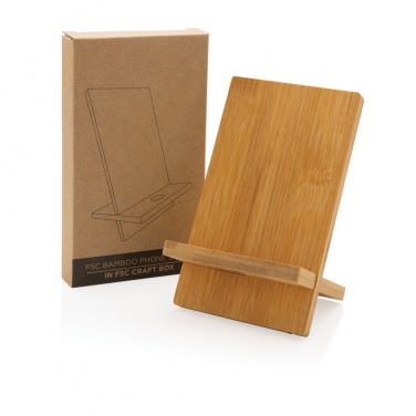 Logo trade promotional merchandise image of: Bamboo phone stand in kraft box