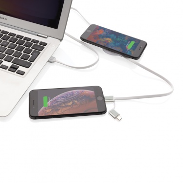 Logo trade business gift photo of: 3-in-1 cable with 5W bamboo wireless charger