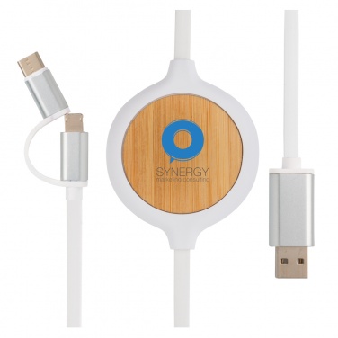 Logotrade business gift image of: 3-in-1 cable with 5W bamboo wireless charger