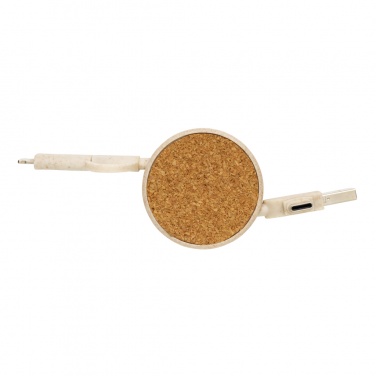 Logotrade promotional product picture of: Cork and Wheat 6-in-1 retractable cable