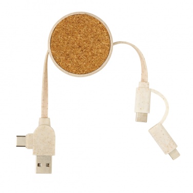 Logotrade business gift image of: Cork and Wheat 6-in-1 retractable cable