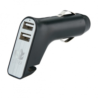 Logo trade promotional merchandise picture of: Dual port car charger with belt cutter and hammer