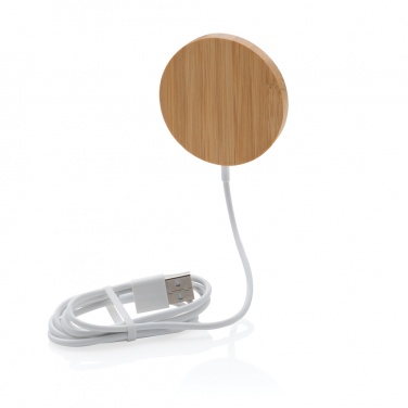 Logo trade promotional gift photo of: 10W bamboo magnetic wireless charger