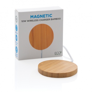 Logo trade promotional giveaway photo of: 10W bamboo magnetic wireless charger