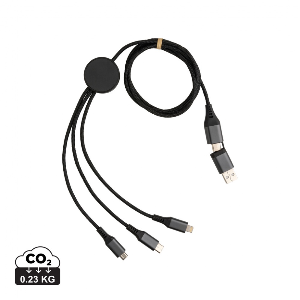 Logotrade promotional products photo of: Terra RCS recycled aluminium 120cm 6-in-1 cable