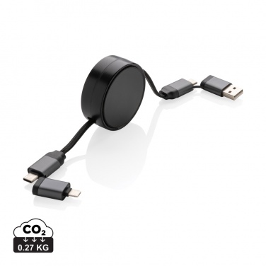 Logo trade promotional gift photo of: Terra RCS recycled aluminium retractable 6 in 1 cable