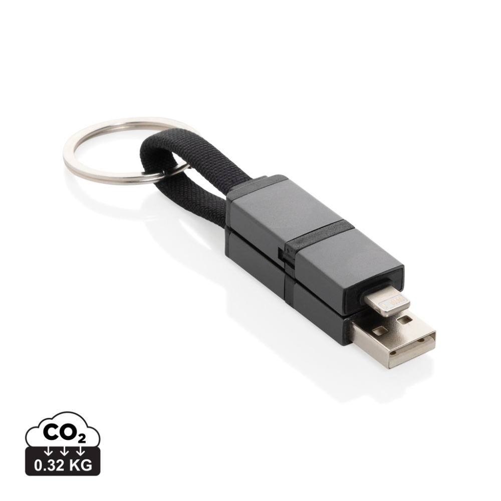 Logotrade promotional products photo of: Terra recycled aluminum 4 in 1 60W fast charging cable