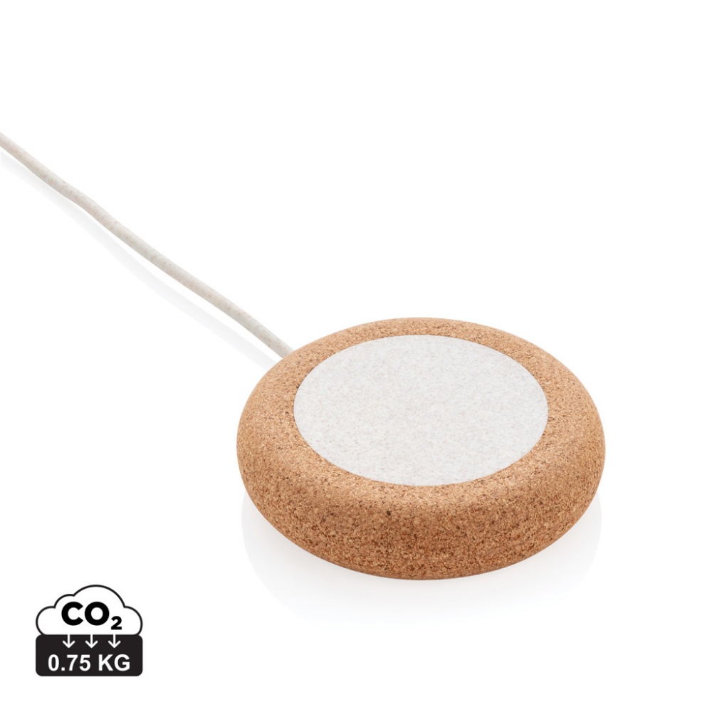 Logo trade promotional giveaways image of: Cork and Wheat 5W wireless charger