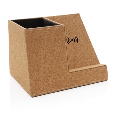 Logo trade business gifts image of: Cork pen holder and 5W wireless charger