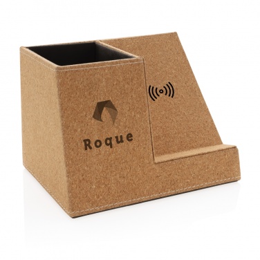 Logo trade promotional product photo of: Cork pen holder and 5W wireless charger